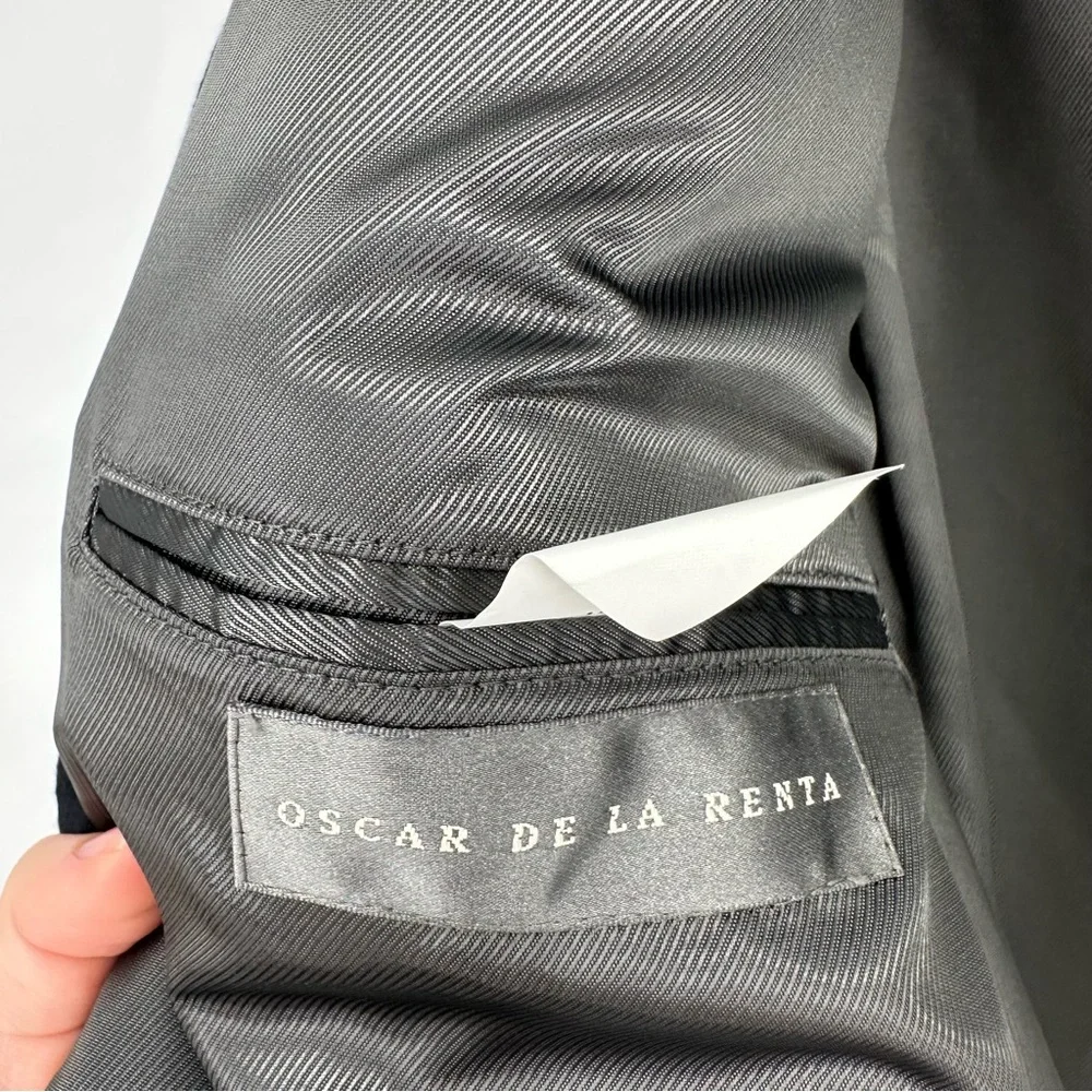 Oscar De La Renta Navy Blue Wool & Cashmere Blazer 48R